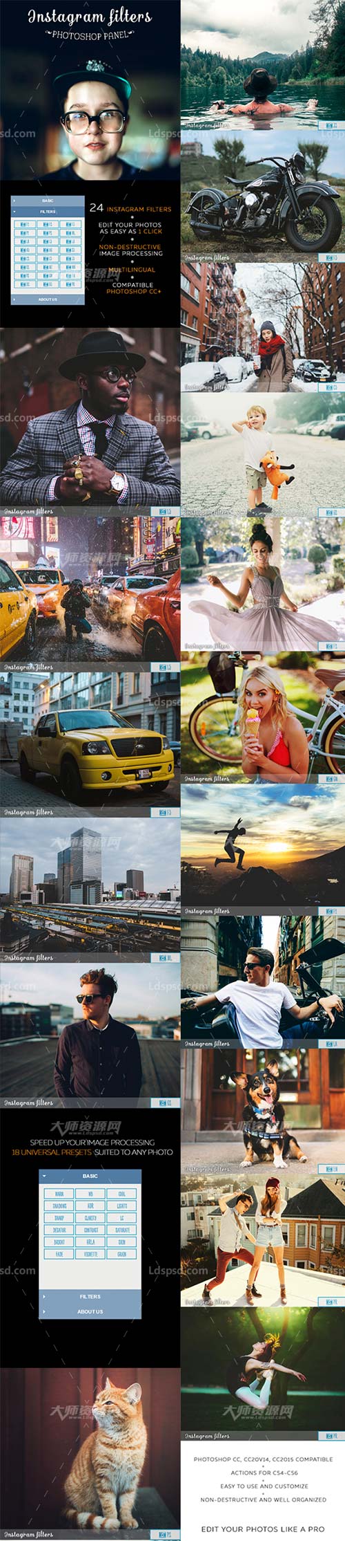 Instagram Filters - Photoshop Panel,PS拓展面板－色调过滤